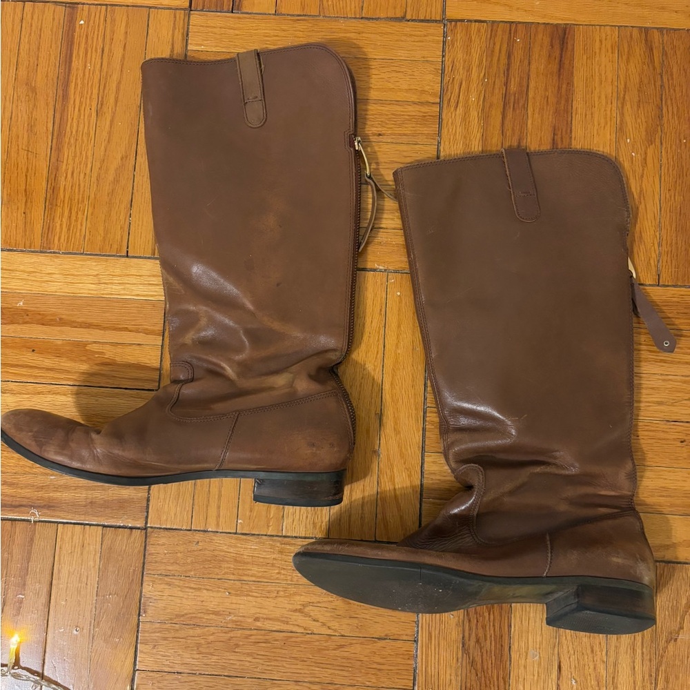 Brown Leather Knee-High Boots